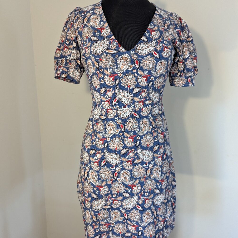 New Boden Paisley Cotton Slub Dress Size 2